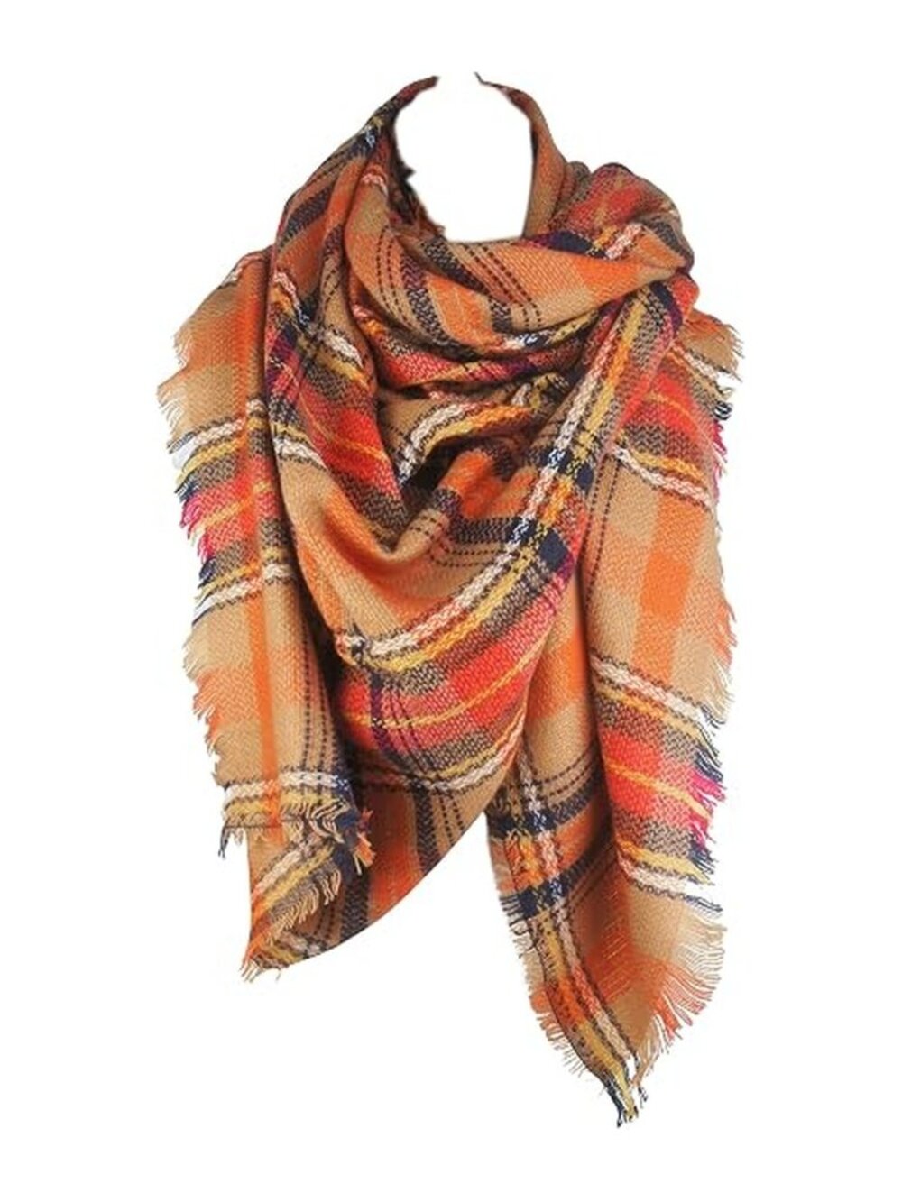 VIVIAN & VINCENT Plaid Fall Winter Blanket Scarf for Women
